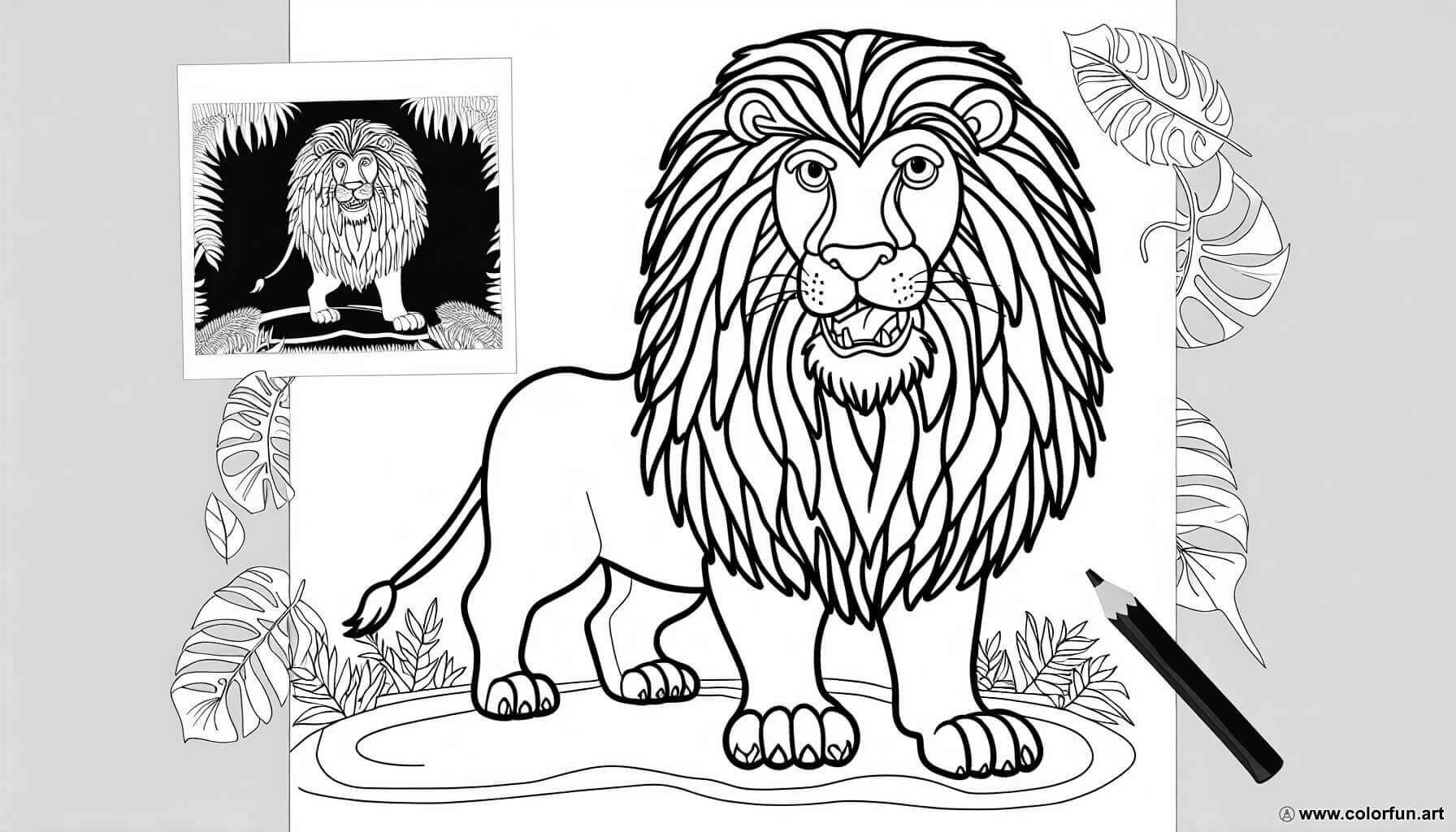 coloriage lion féroce