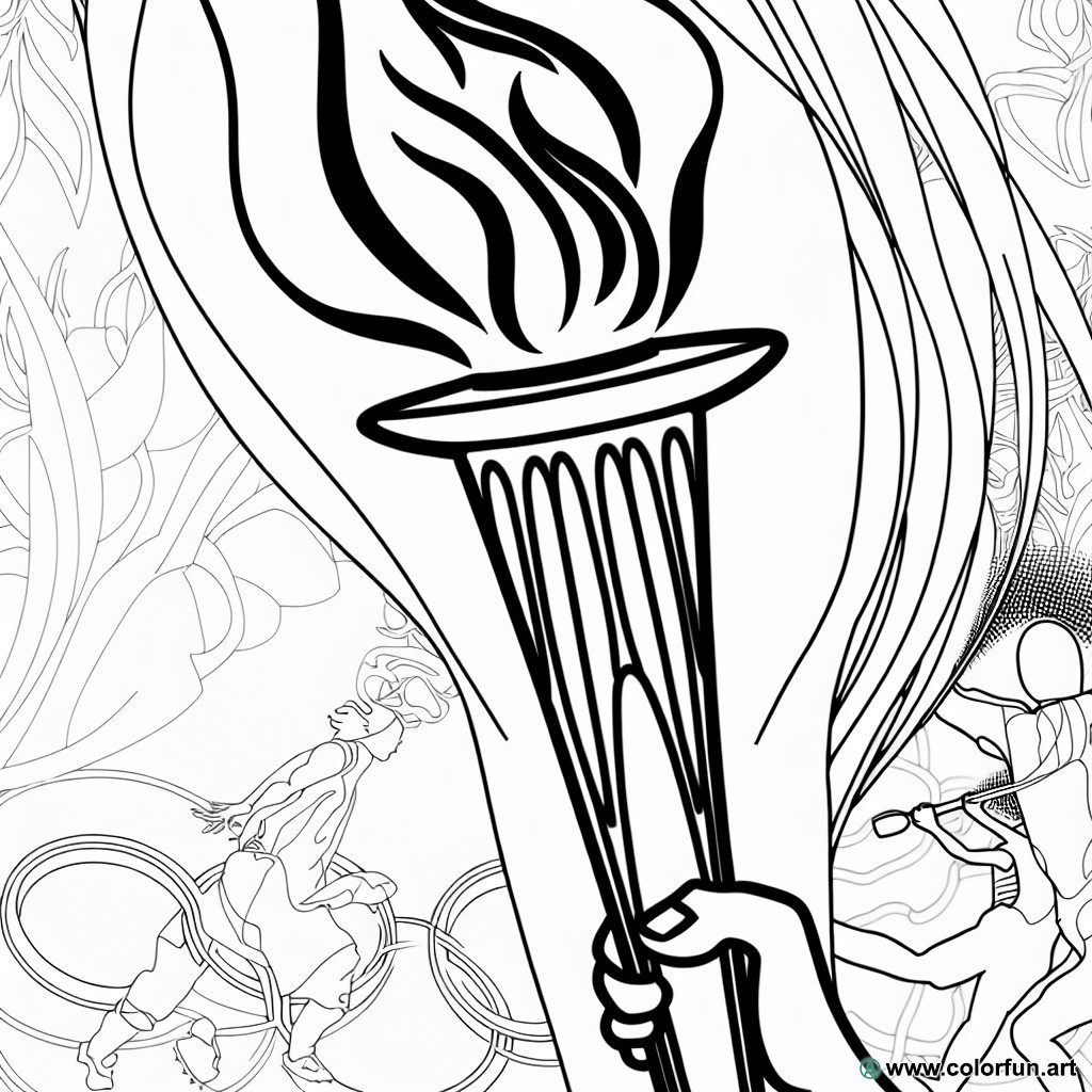 coloriage flamme olympique 2024