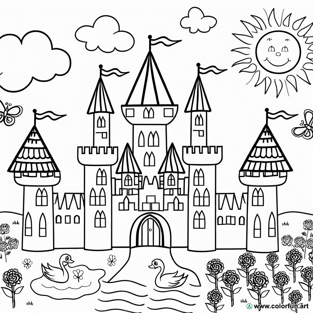 coloriage château de princesse