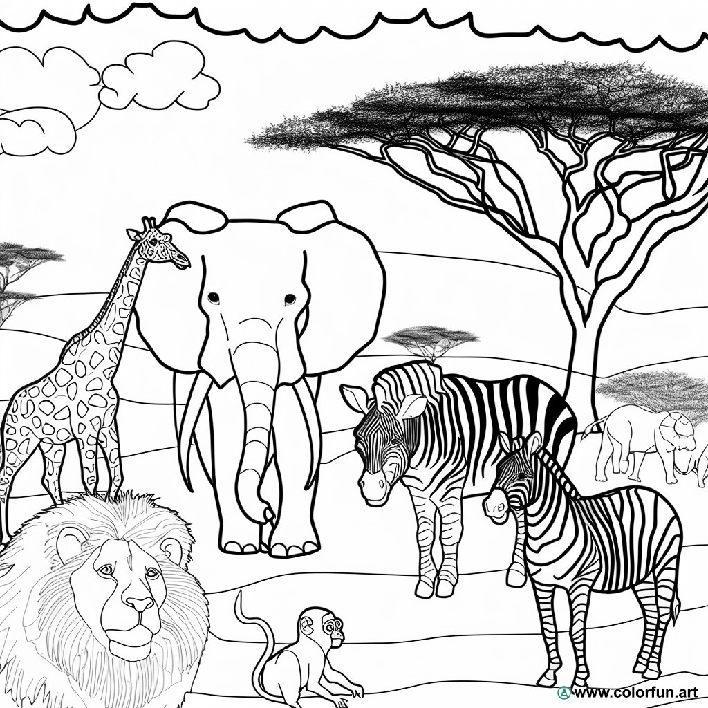 africains
coloriage animaux savane