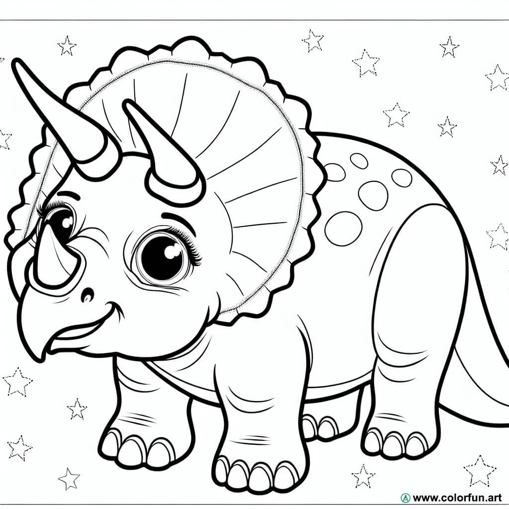 coloriage triceratops mignon