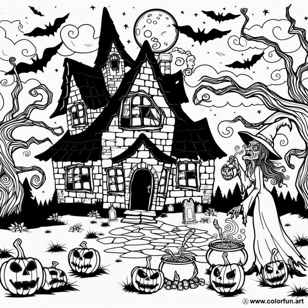 coloriage halloween adulte effrayant