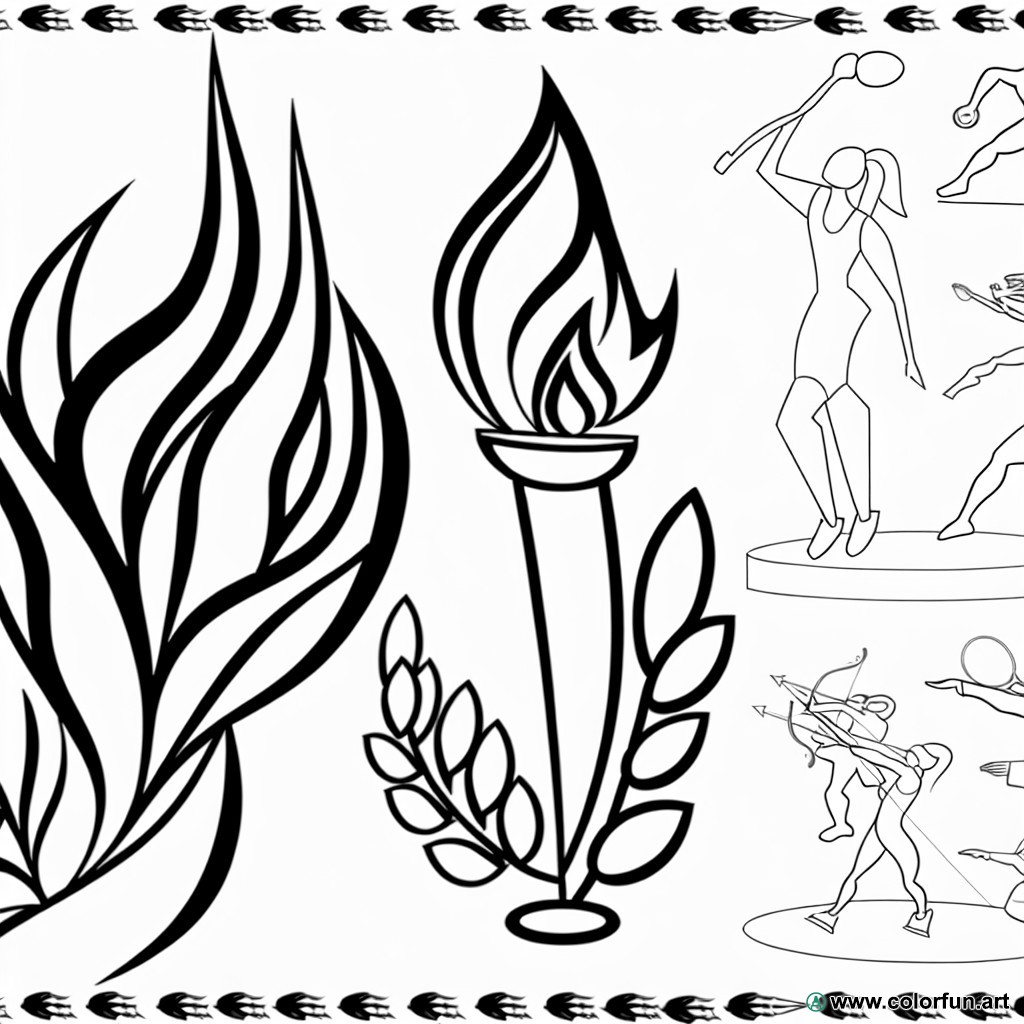 coloriage flamme olympique sport