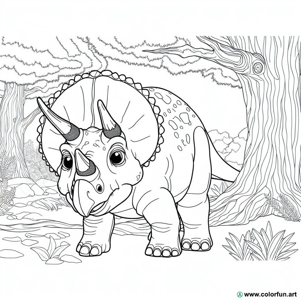 coloriage triceratops réaliste