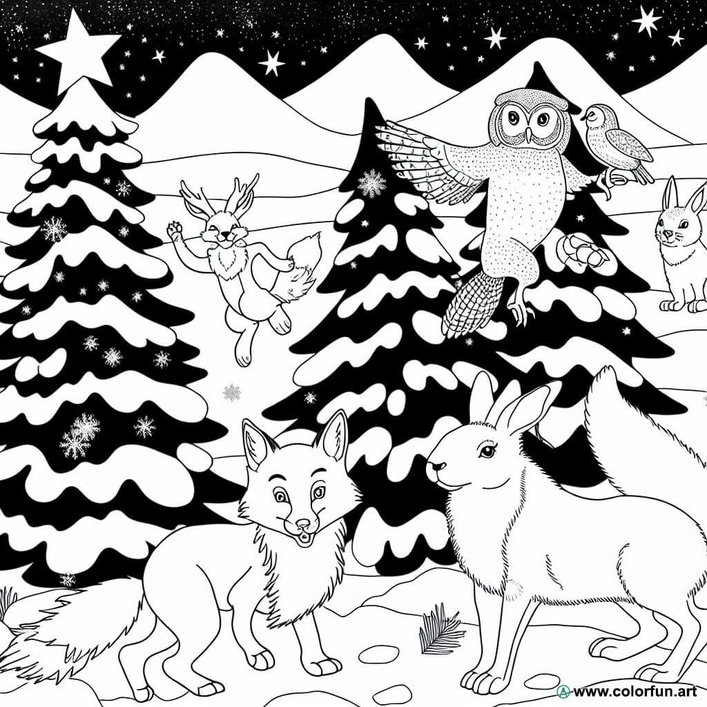 coloriage hiver animaux