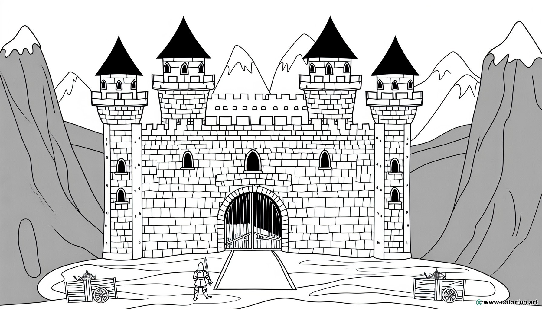coloriage château fort médiéval