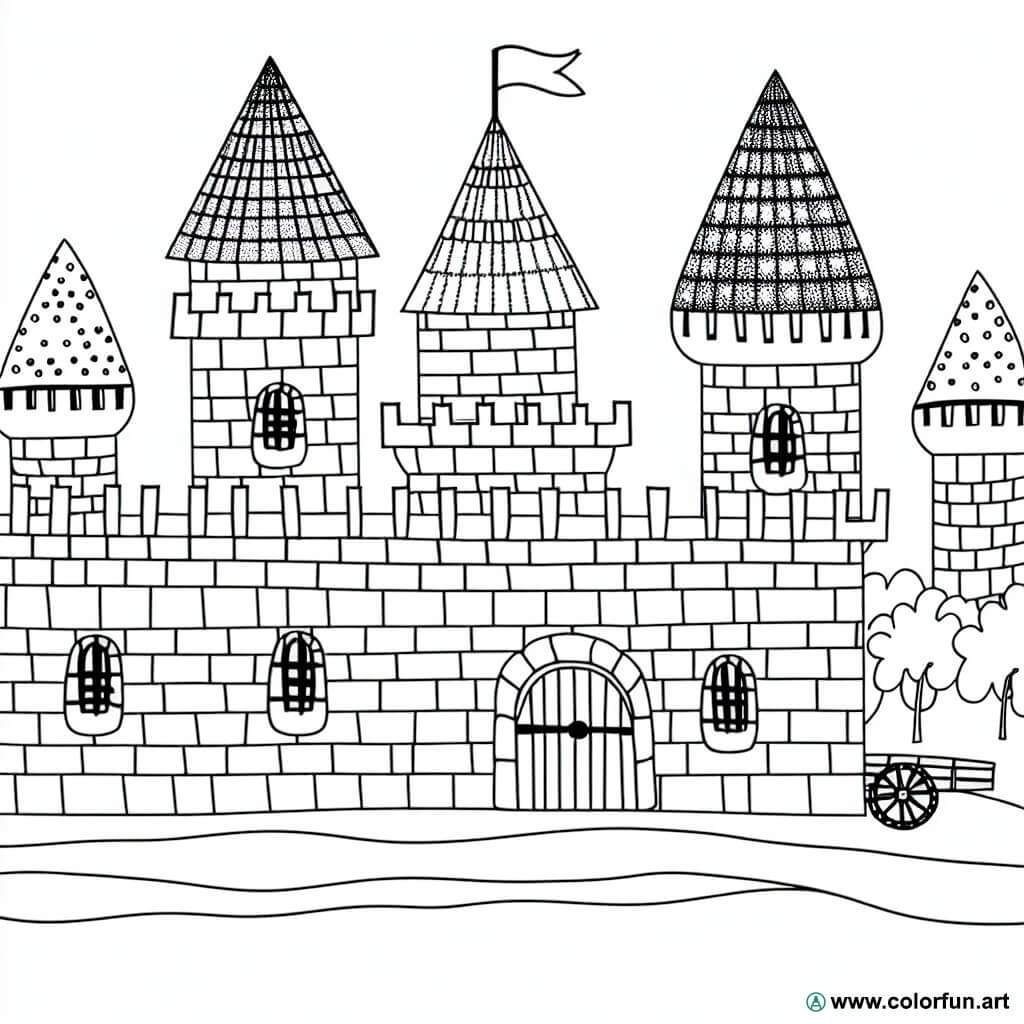 coloriage château chevalier