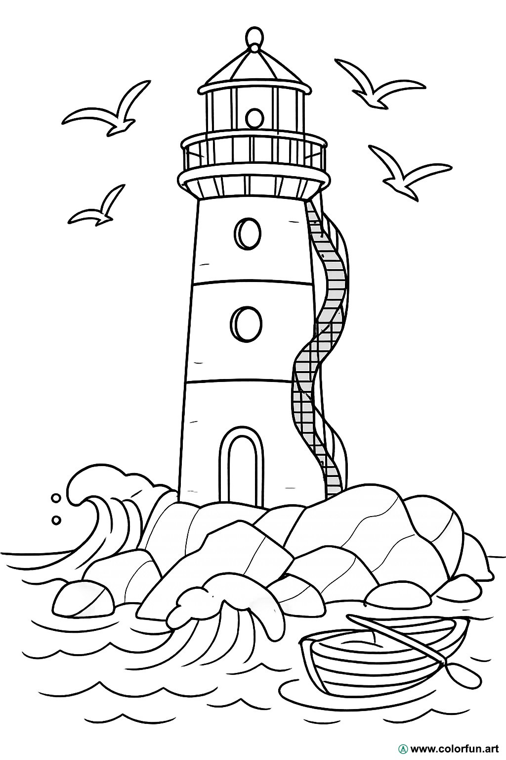 coloriage phare vintage