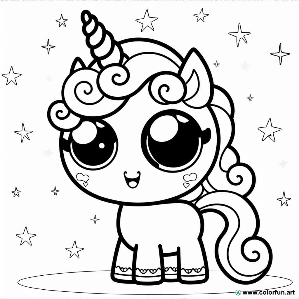Coloriage D une Licorne Kawaii T l charger Ou Imprimer Gratuitement