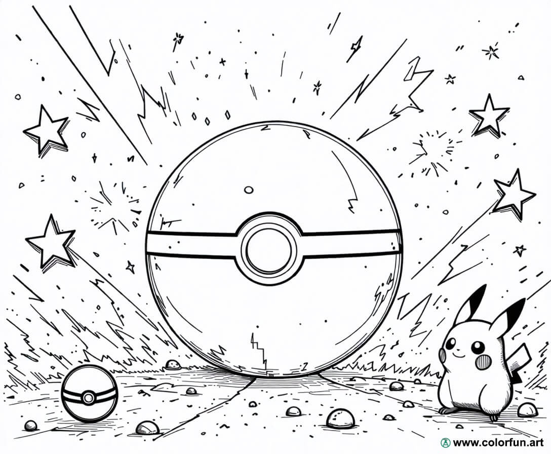 Coloriage amusant de Pokeball à Télécharger ou à Imprimer gratuitement