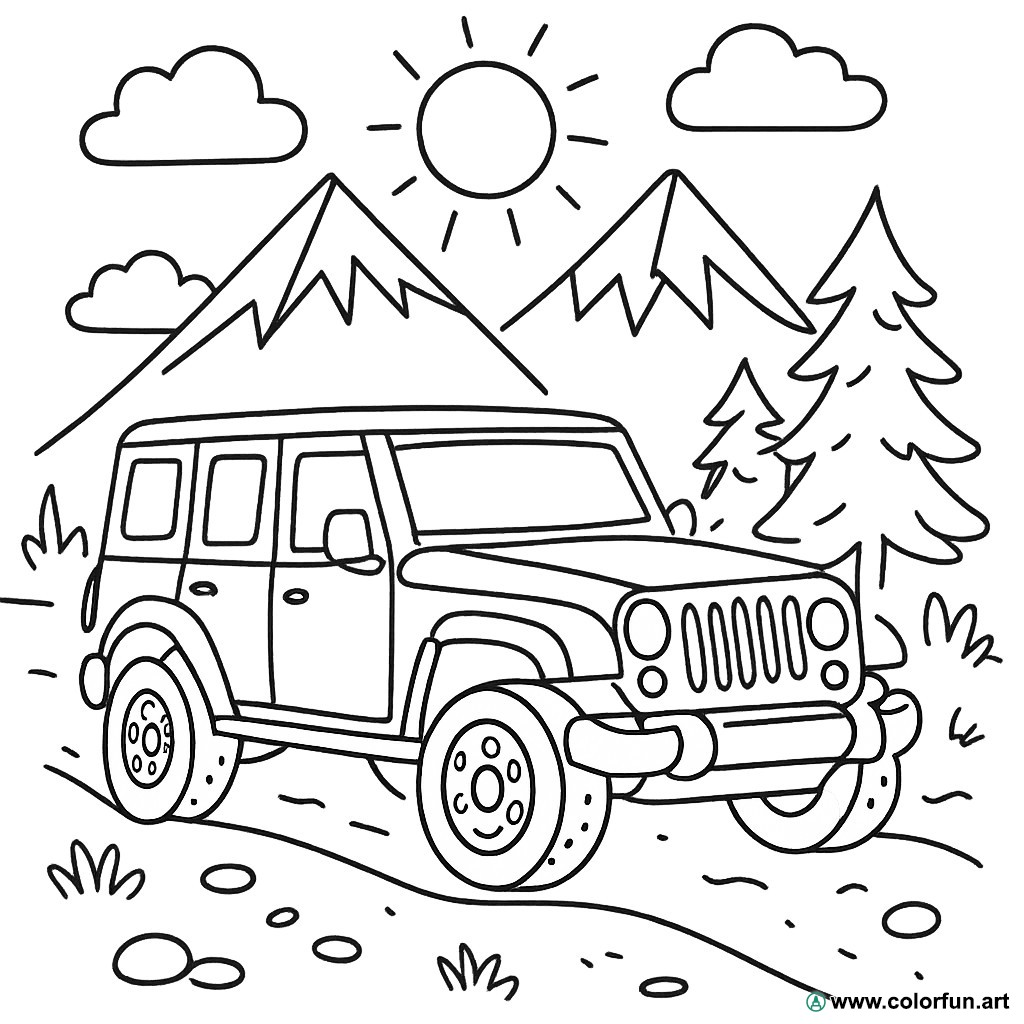 coloriage 4x4 montagne