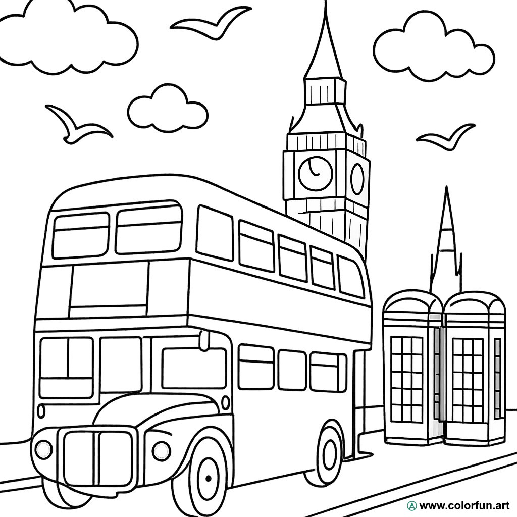 coloriage londres vintage