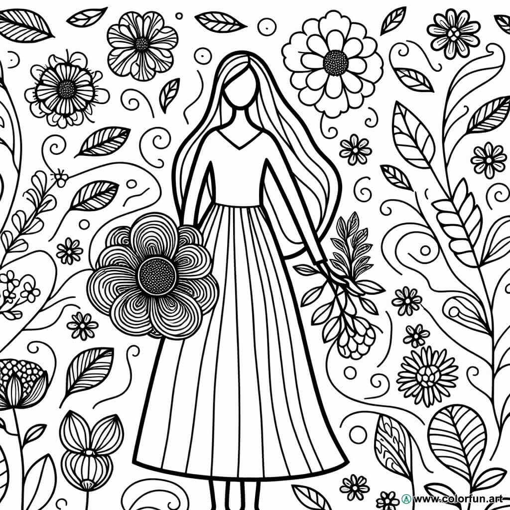 Coloriage D une Femme Avec Une Fleur T l charger Ou Imprimer coloriage-d-une-femme-avec-une-fleur-t-l-charger-ou-imprimer