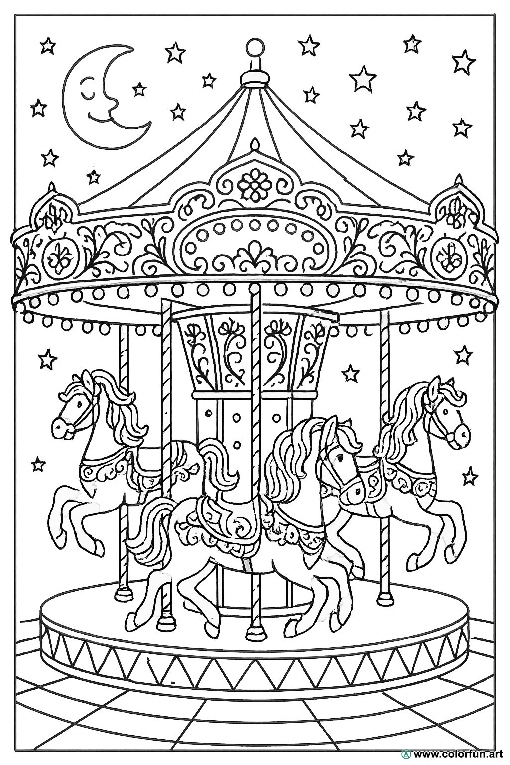 coloriage manège vintage