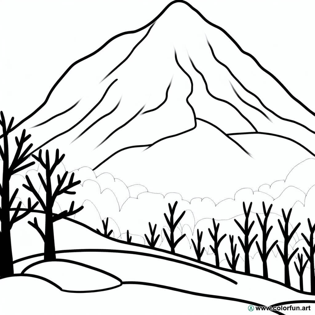 coloriage montagne hiver