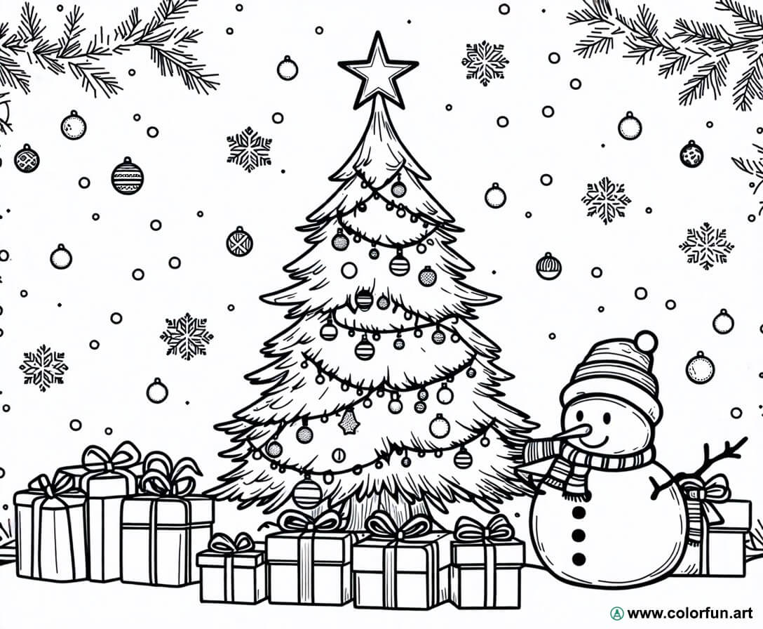 Coloriage joyeux de Noël pour la maternelle à Télécharger ou à Imprimer
