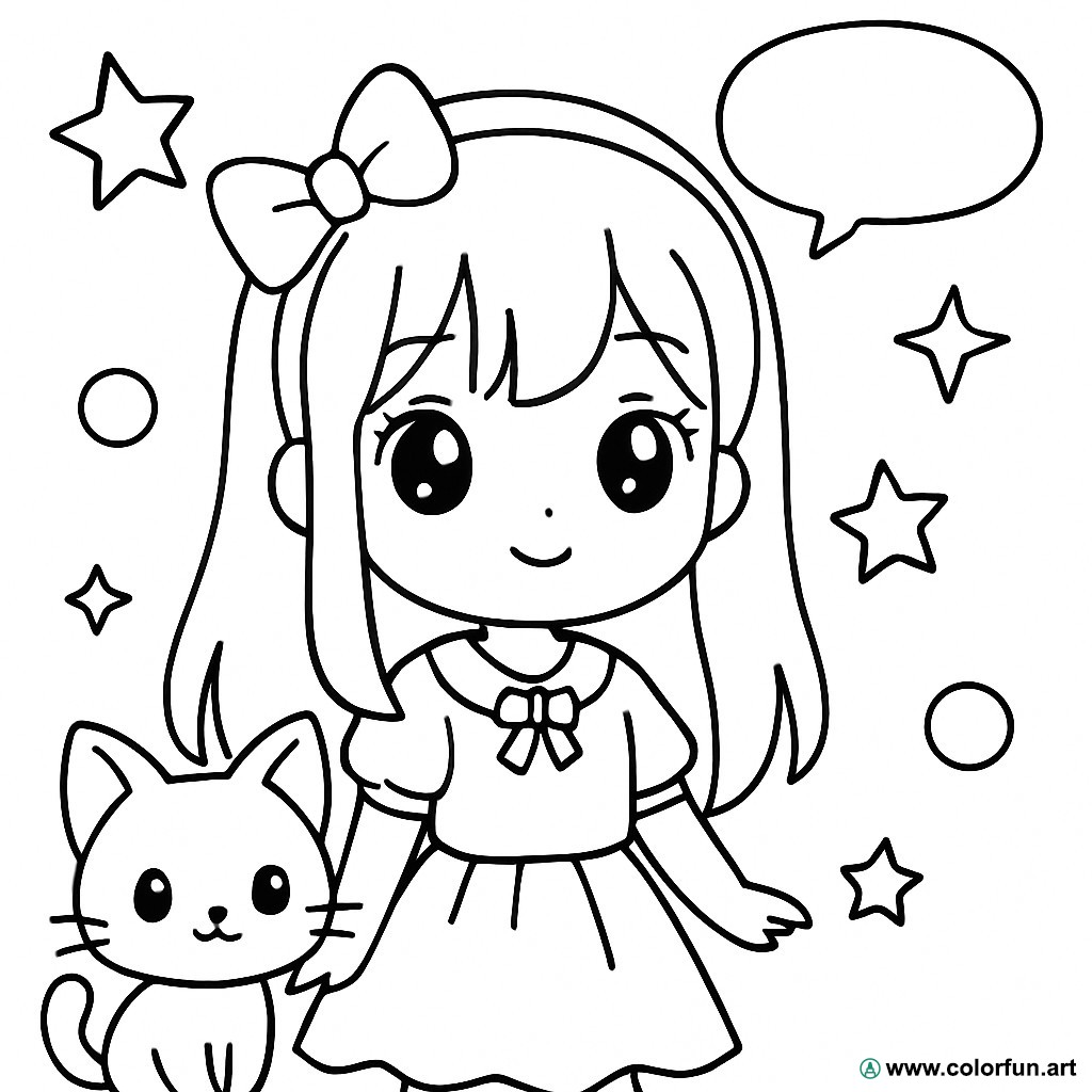 Coloriage D une Fille Manga Kawaii T l charger Ou Imprimer Gratuitement