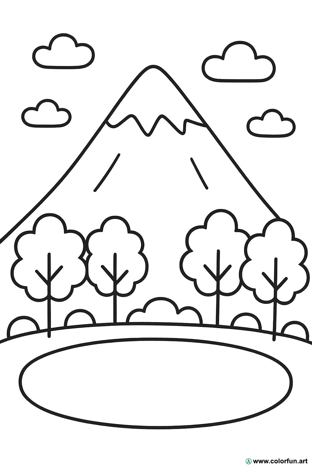 coloriage montagne lac
