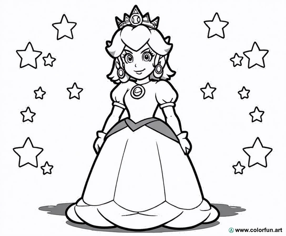 Coloriage de la princesse Peach à Showtime à Télécharger ou à Imprimer
