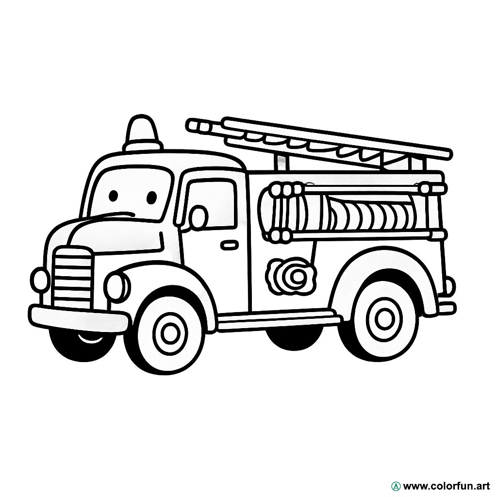 coloriage camion de pompier vintage