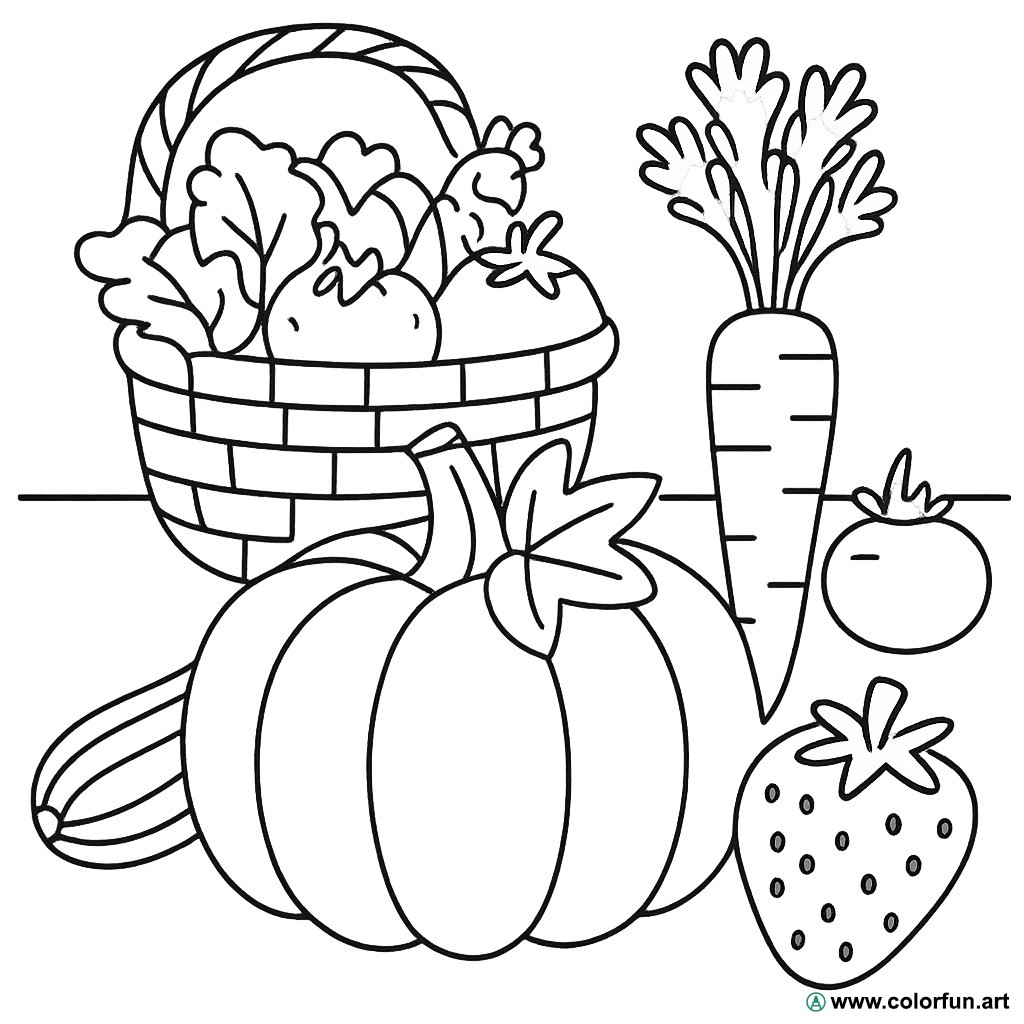 coloriage potager fruits et légumes