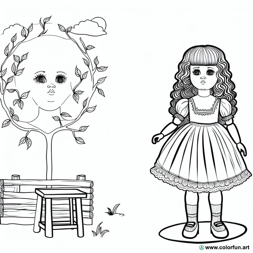 coloriage poupée mannequin vintage