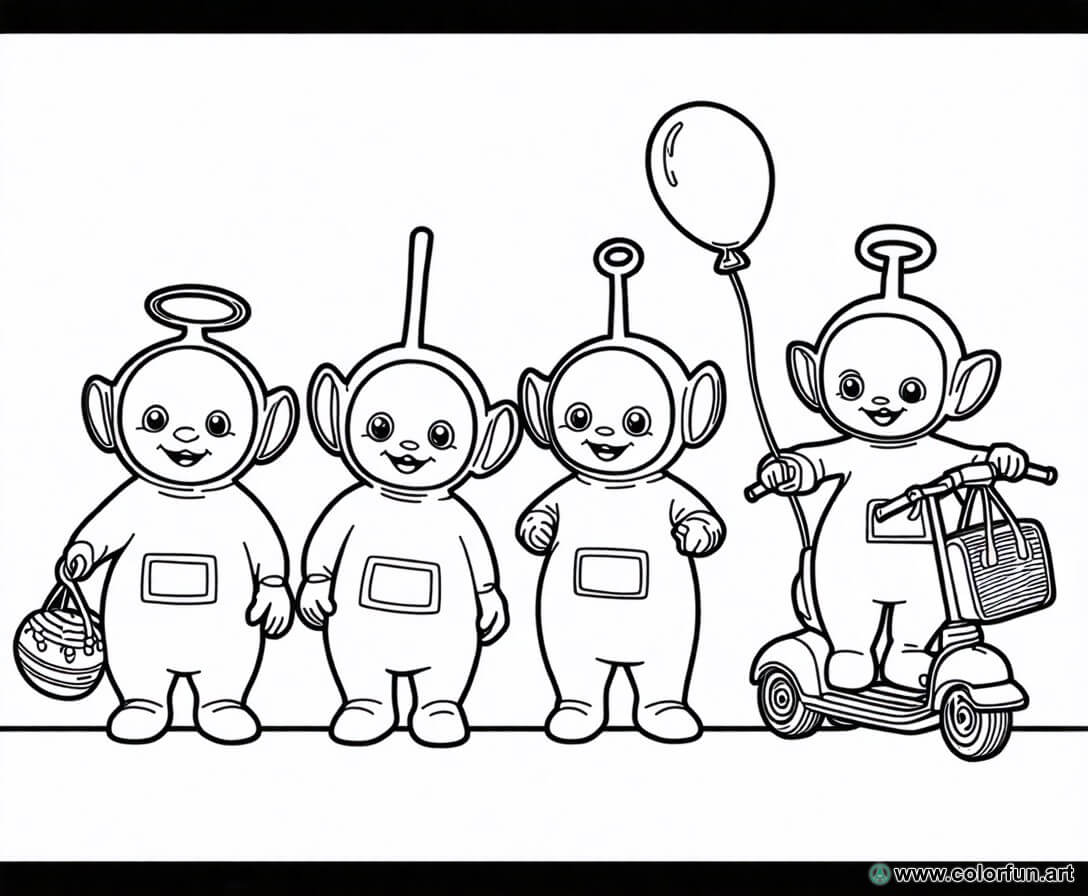 Coloriage éducatif des Teletubbies à Télécharger ou à Imprimer gratuitement