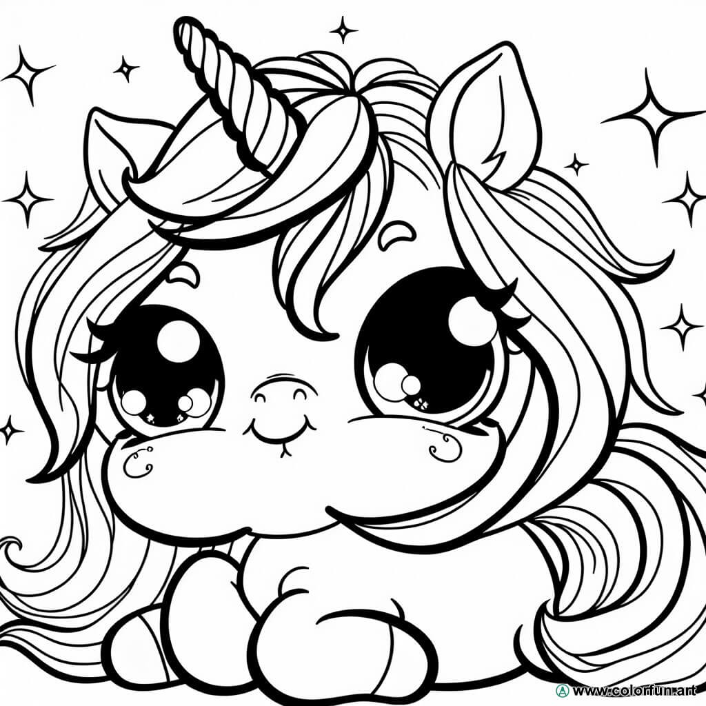 Coloriage D une B b Licorne Kawaii T l charger Ou Imprimer 