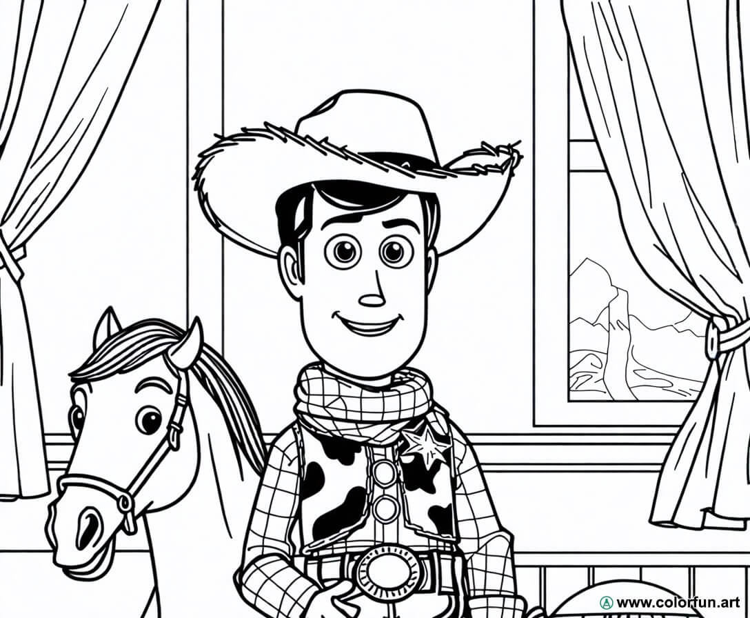 Coloriage de Woody dans Toy Story à Télécharger ou à Imprimer gratuitement
