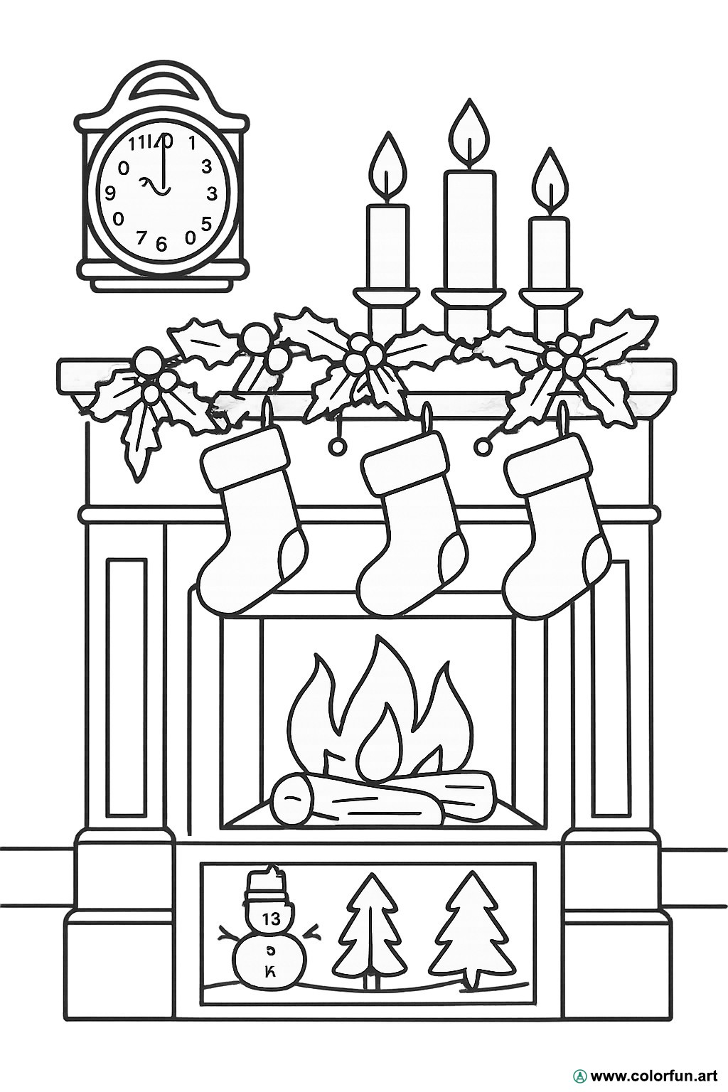 coloriage cheminée vintage