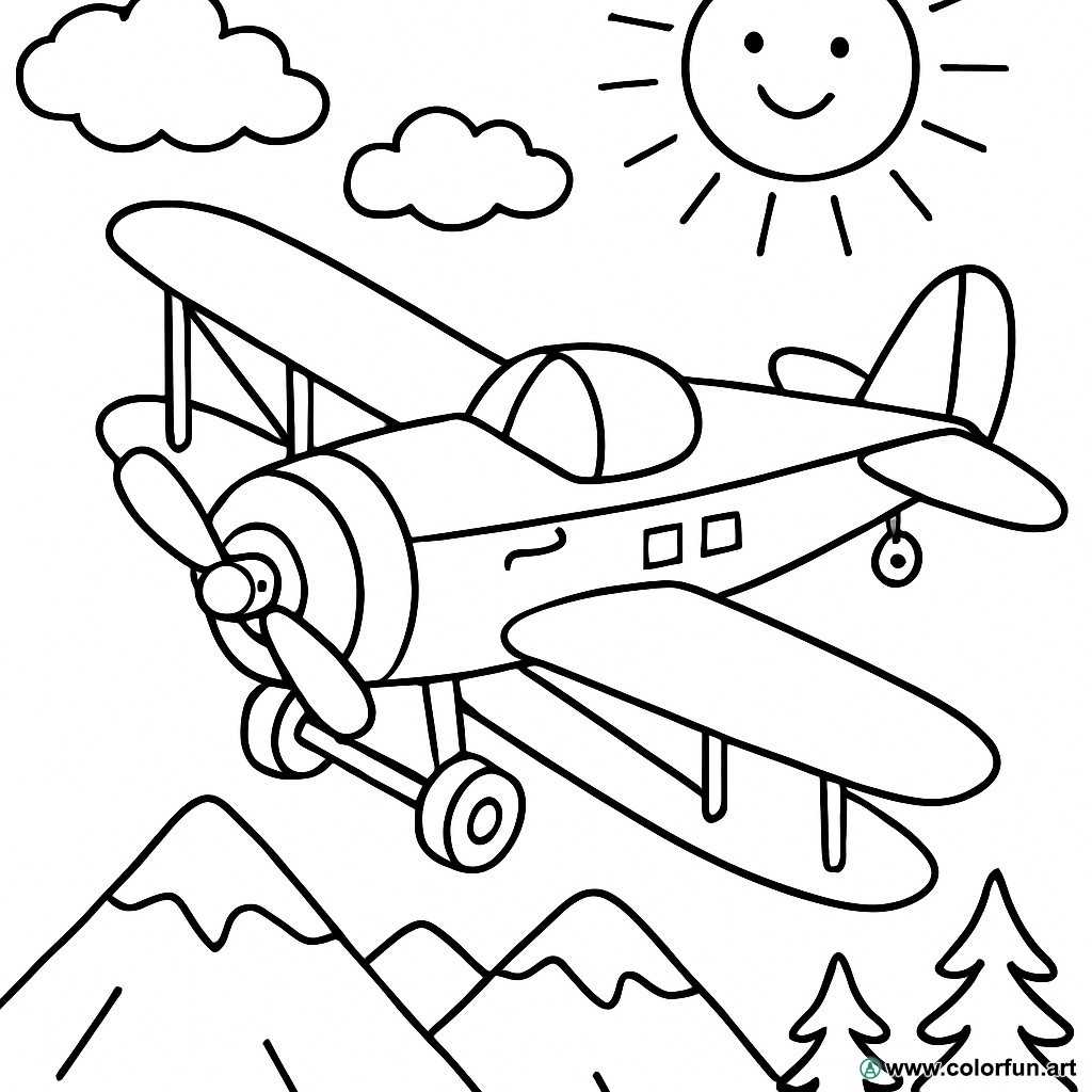 coloriage avion vintage