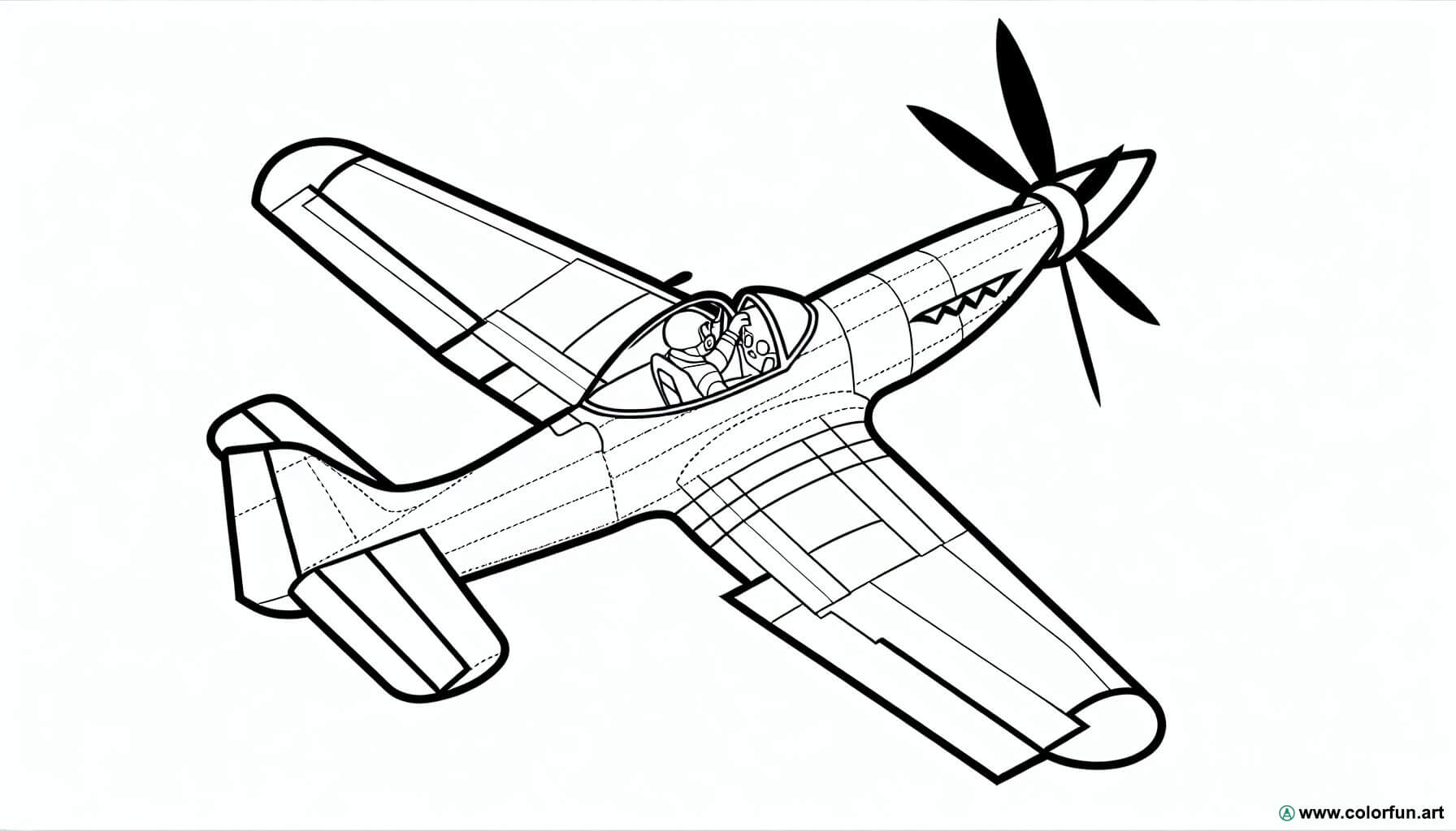 Coloriage d'avion de chasse pour pilote à Télécharger ou à Imprimer