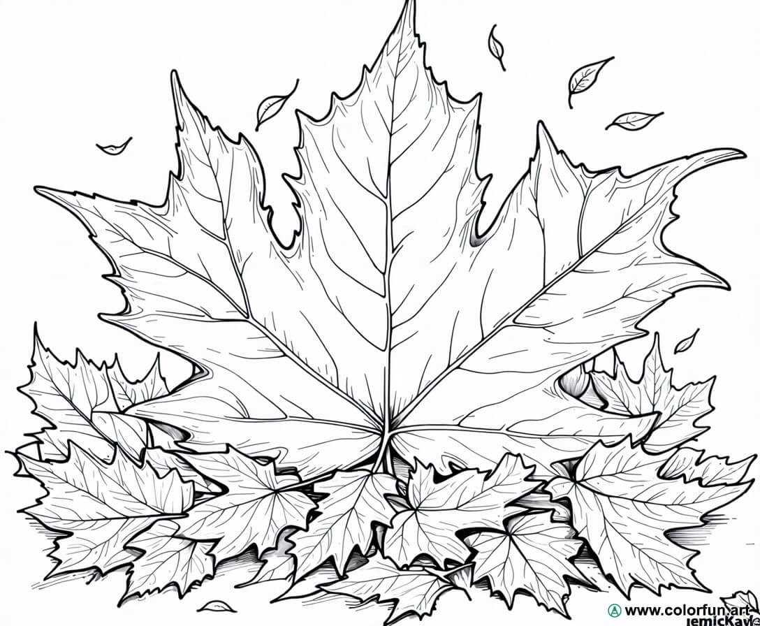 Coloriage de feuilles d’arbre en automne à Télécharger ou à Imprimer