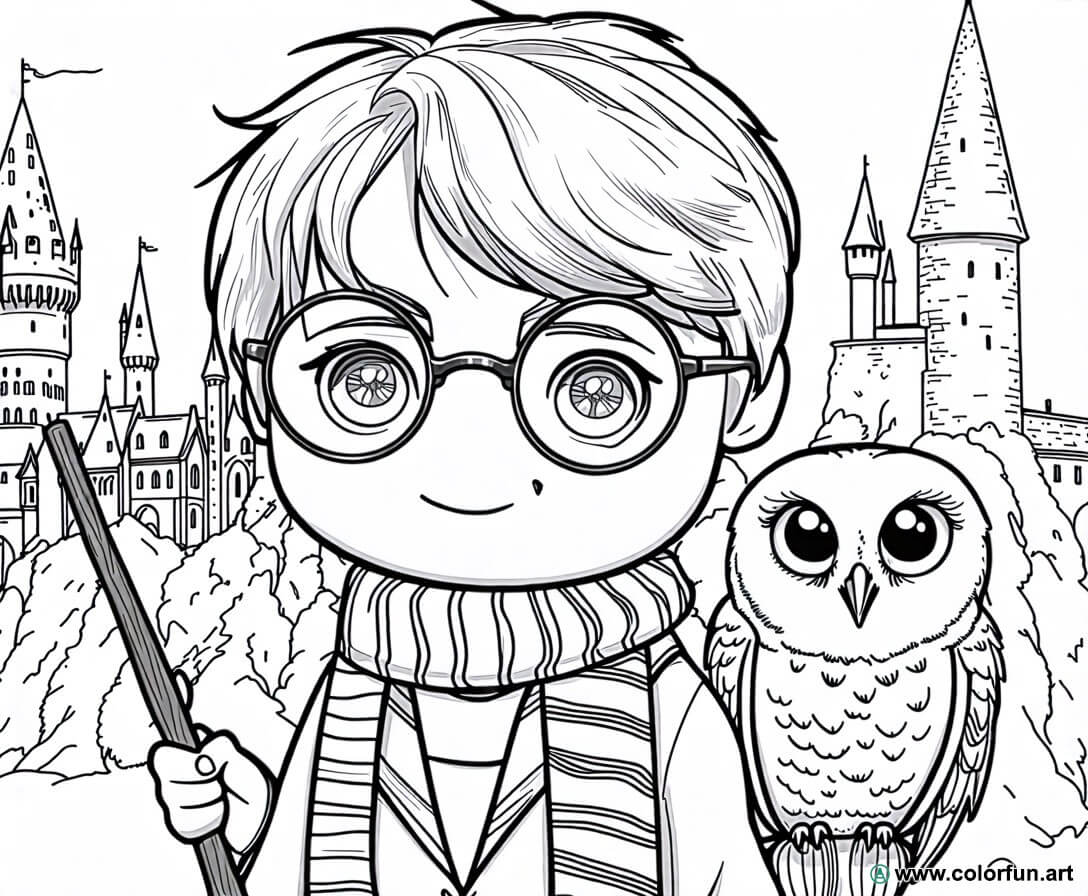 Coloriage Harry Potter Kawaii