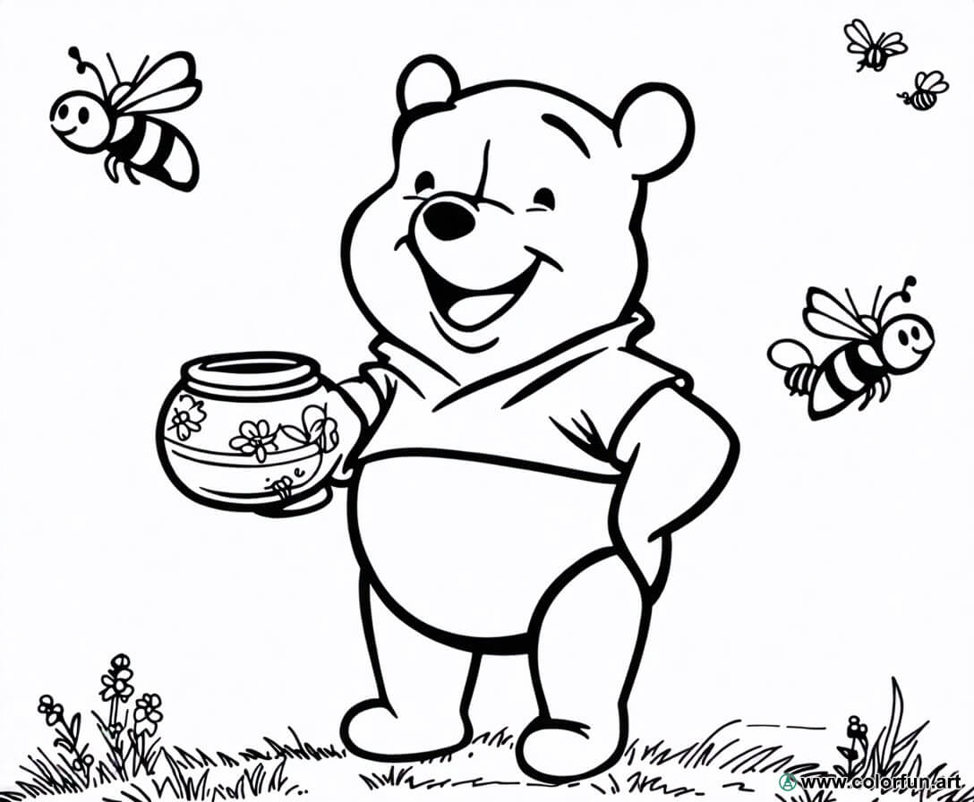 Coloriage de Winnie l'Ourson pour bébé à Télécharger ou à Imprimer