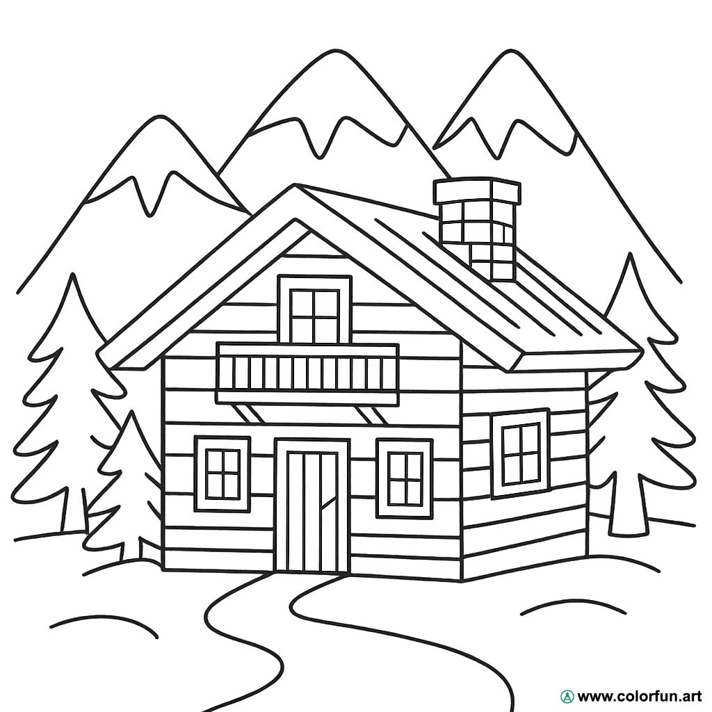 coloriage chalet montagne
