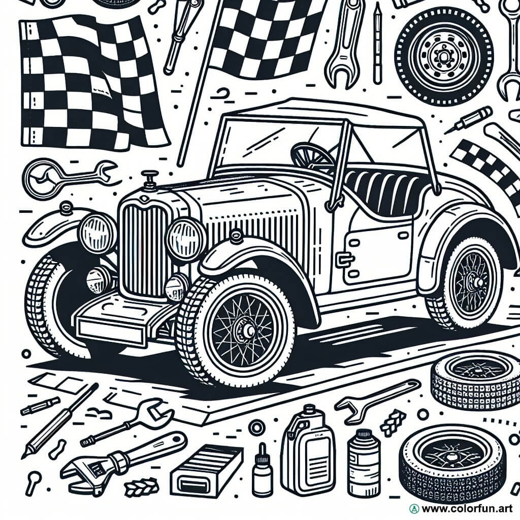coloriage voiture rallye vintage