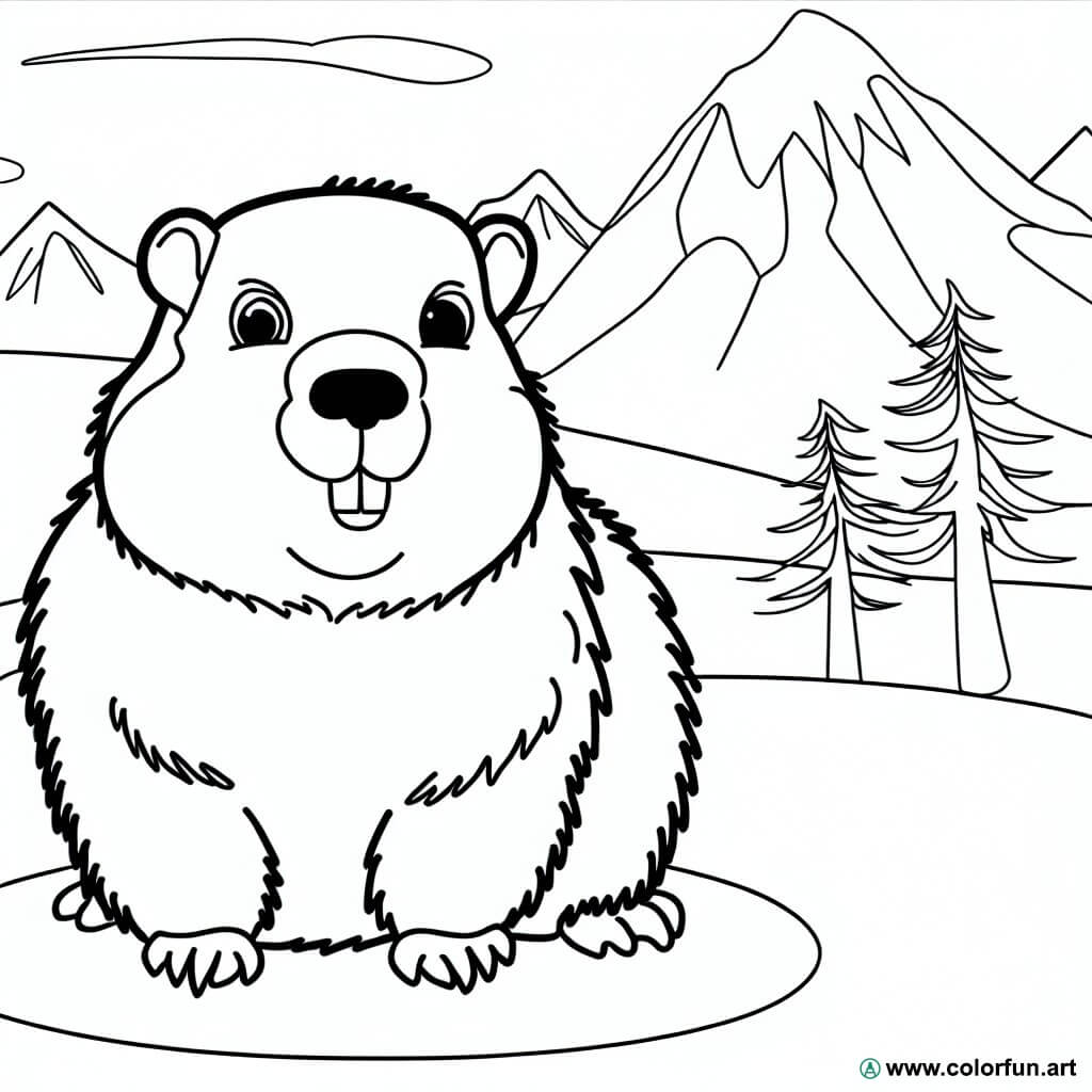 coloriage marmotte montagne