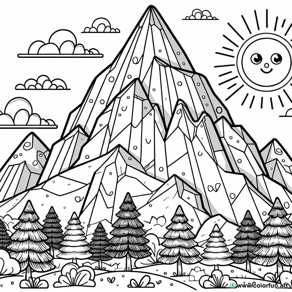 coloriage montagne rocheuse