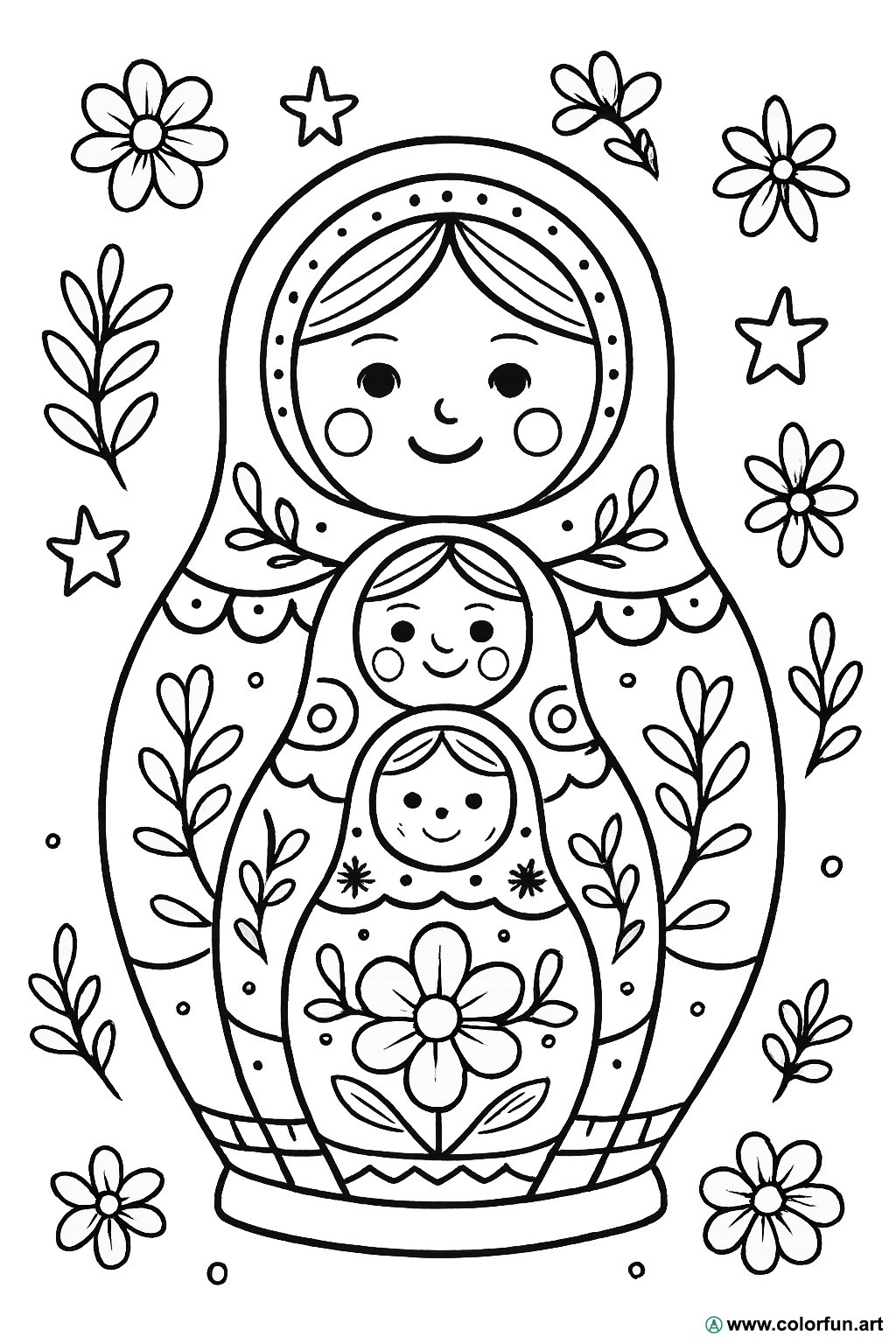 coloriage poupée russe vintage